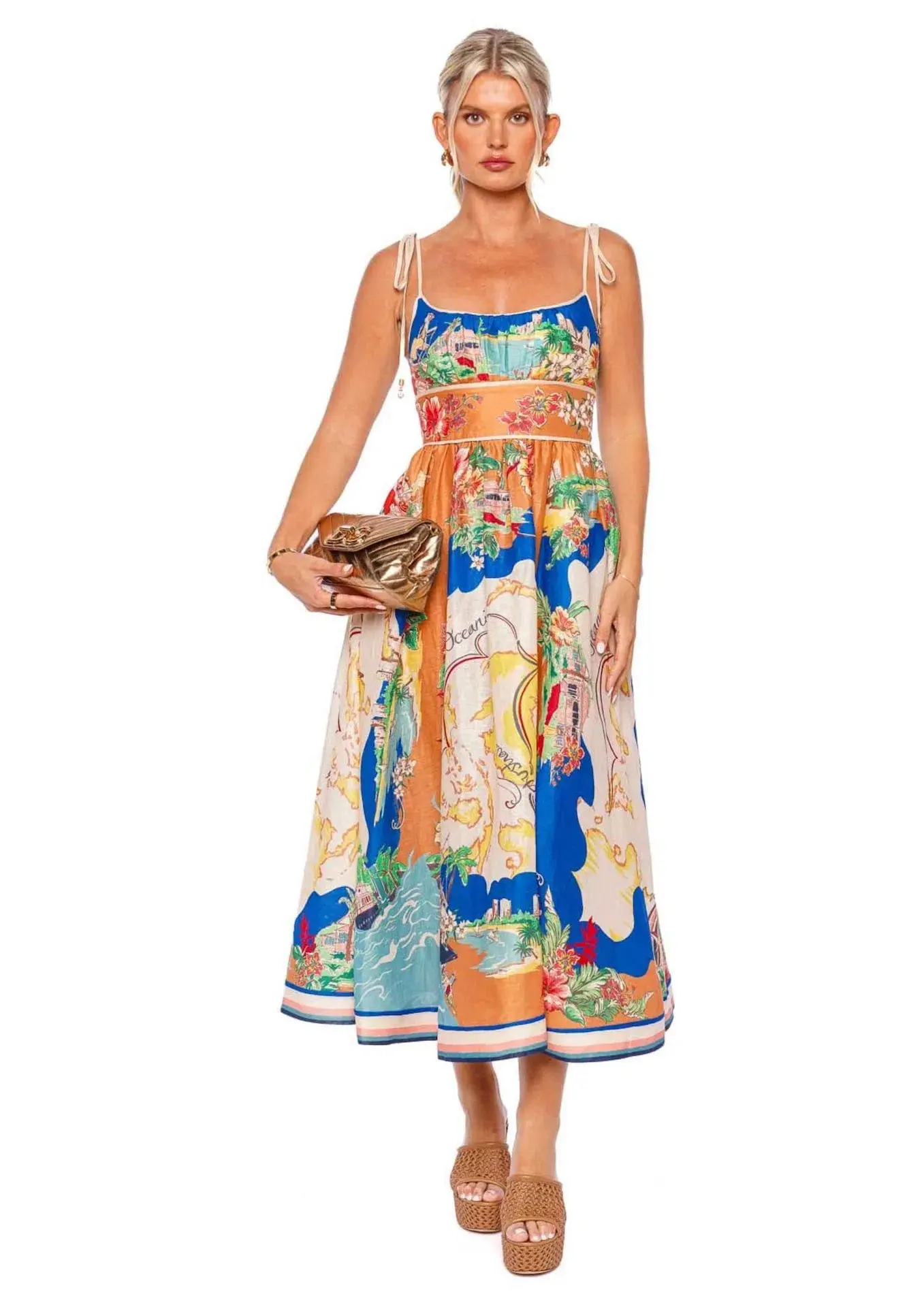 Zimmermann Alight Picnic Midi Dress Nautical Map Size 0 / AU 8 - Image 2