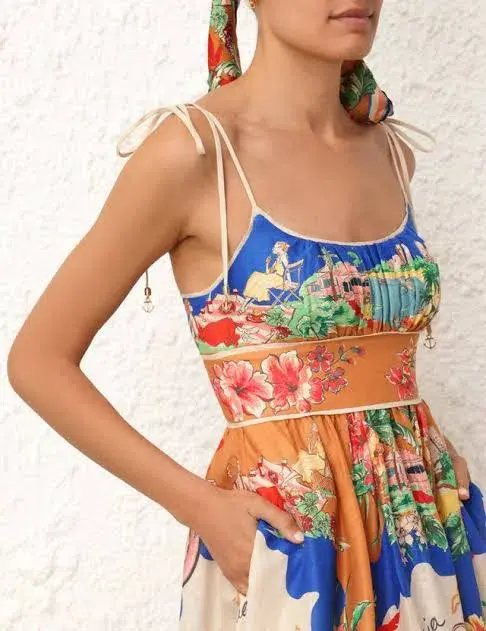 Zimmermann Alight Picnic Midi Dress Nautical Map Size 0 / AU 8 - Image 6