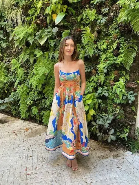 Zimmermann Alight Picnic Midi Dress Nautical Map Size 0 / AU 8 - Image 4