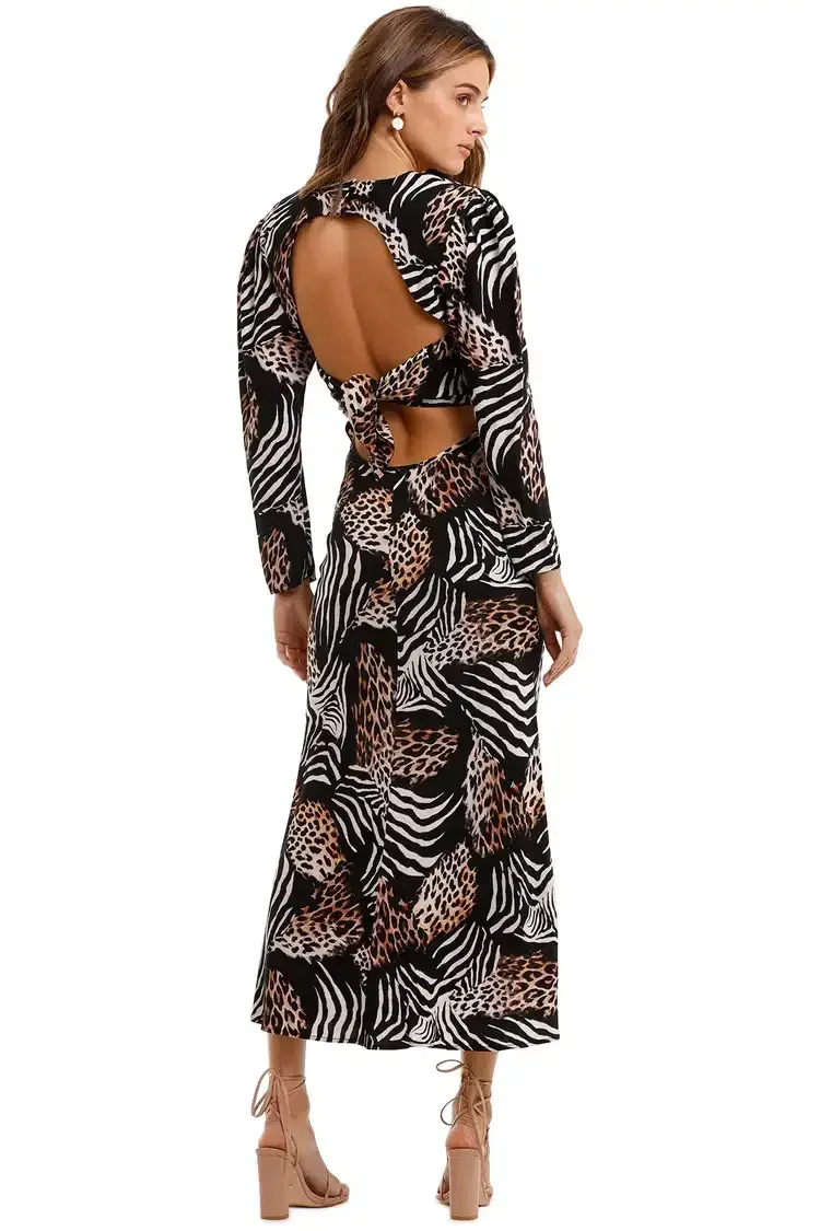 Rixo London Animal Kingdom Midi Dress Print Size 8 - Image 3