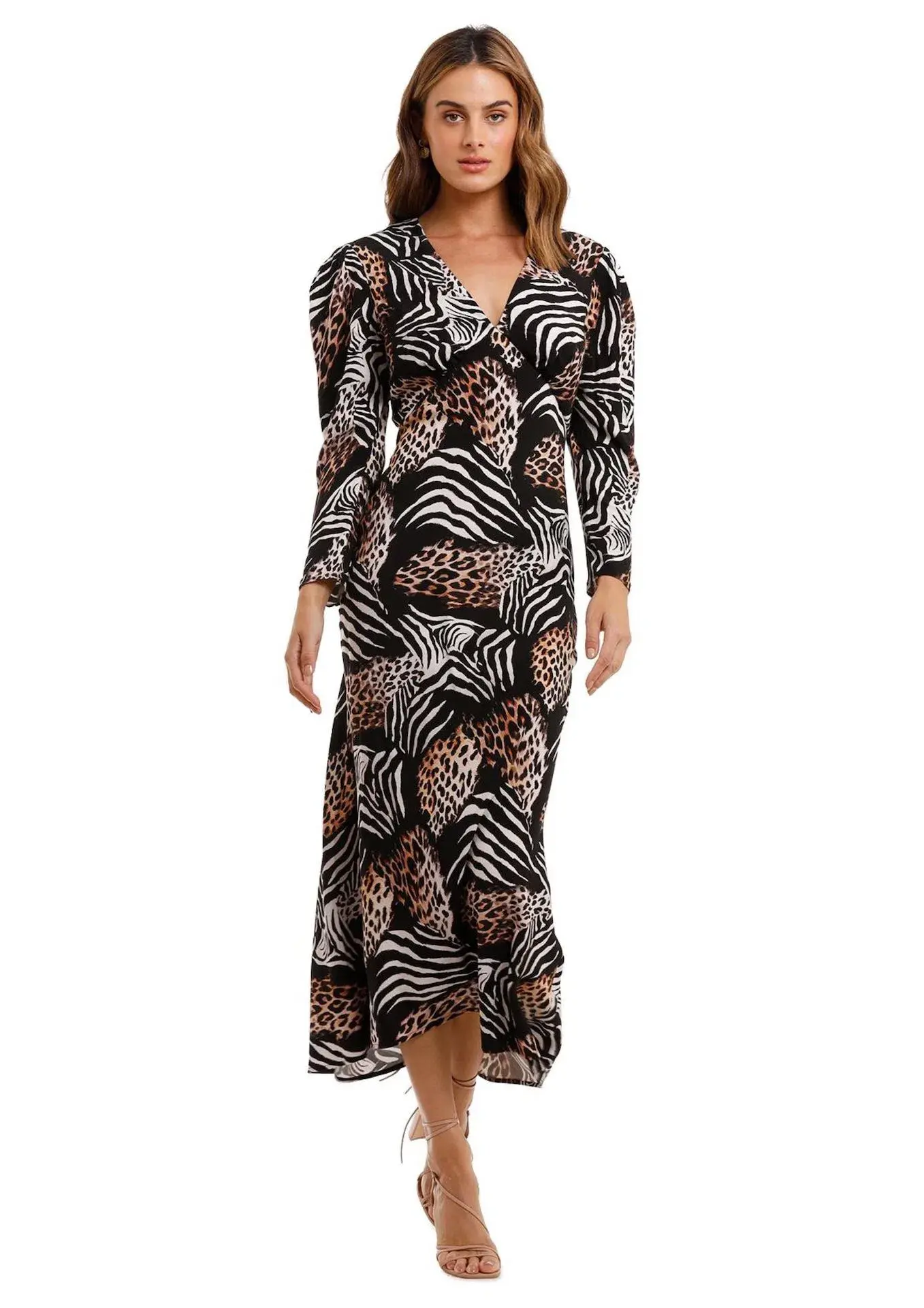 Rixo London Animal Kingdom Midi Dress Print Size 8 - Image 1