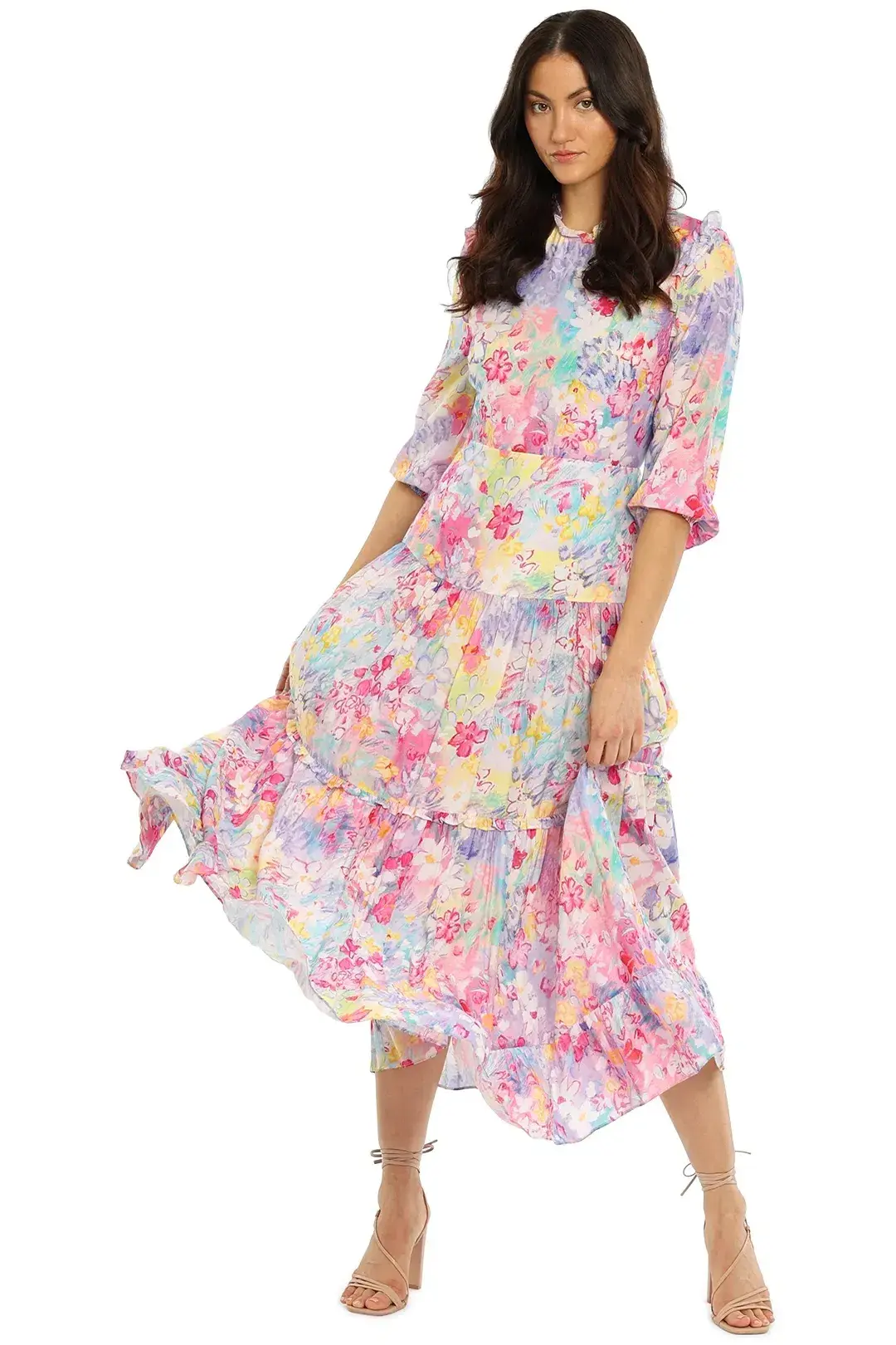 Rixo London Monet Midi Dress in Floral Size 8 for rent on The Volte - main image