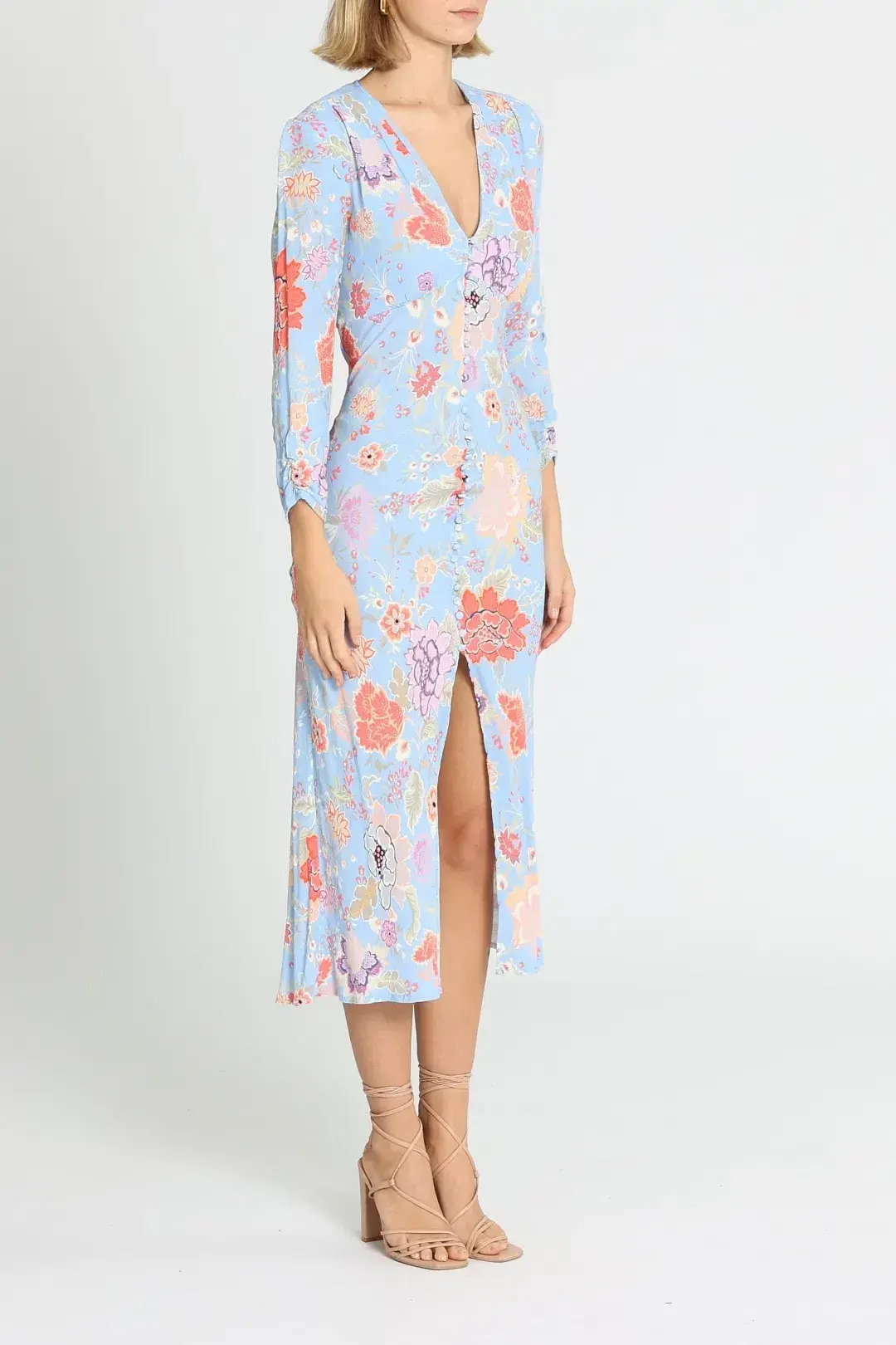 Rixo London Katie Button Down Midi Dress Floral Size 12 - Image 2