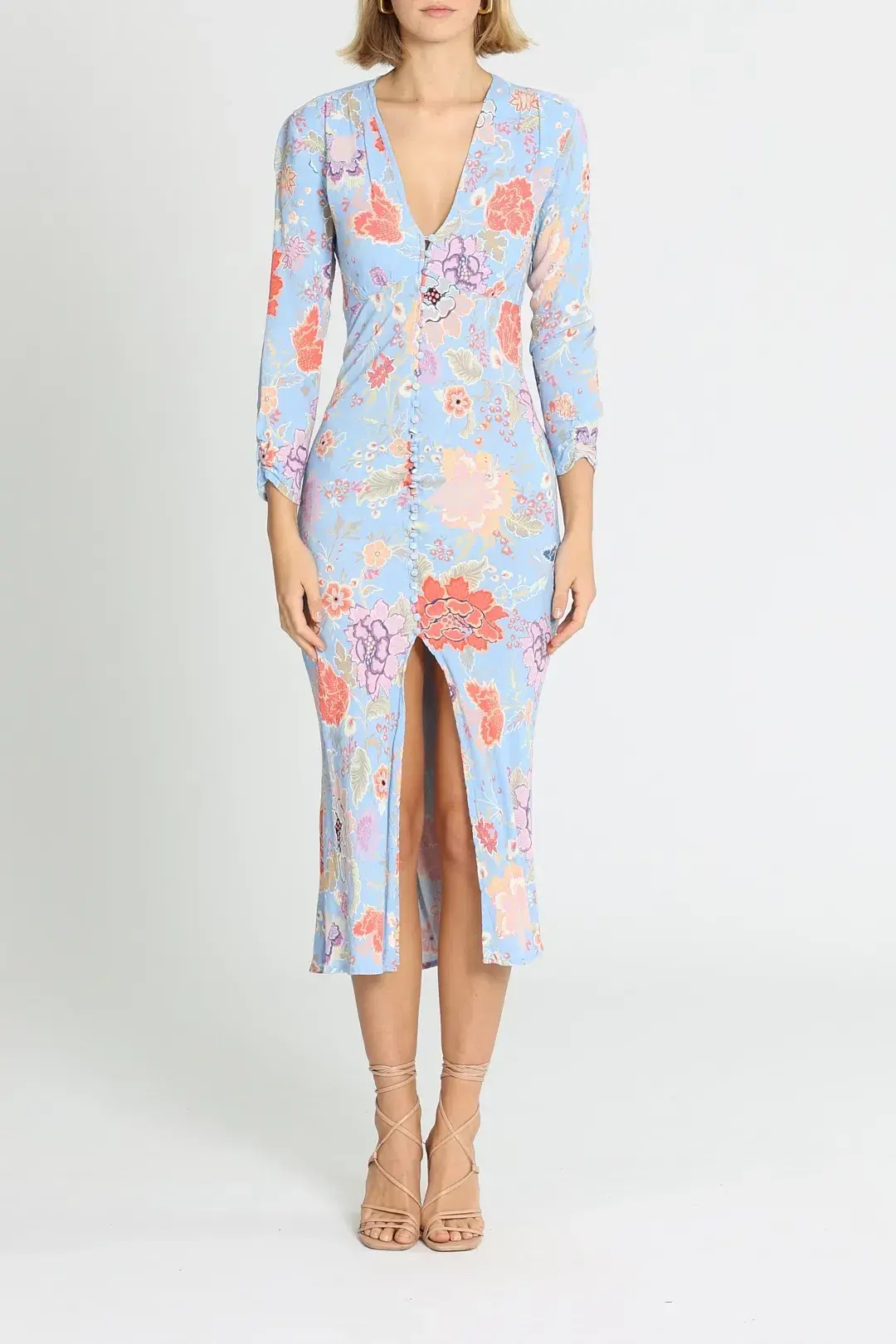 Rixo London Katie Button Down Midi Dress Floral Size 14 - Image 1