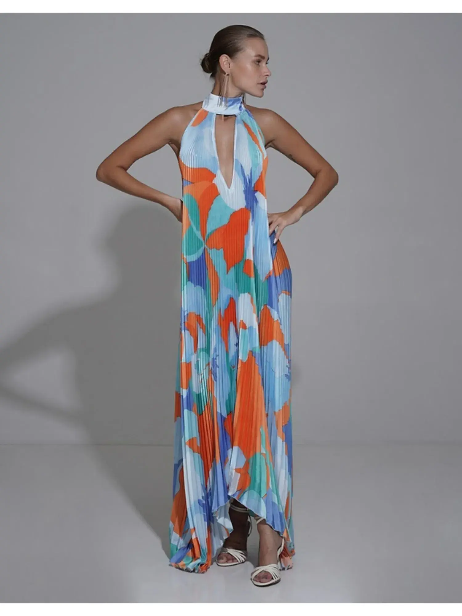 Lidee Opera Gown Capri Print Orange Size AU 12  - Image 1