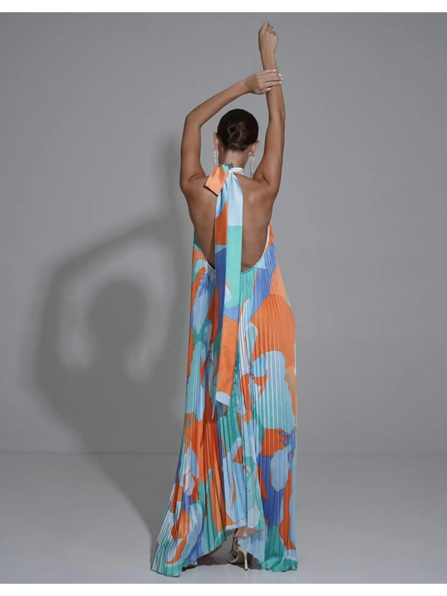 Lidee Opera Gown Capri Print Orange Size AU 12  - Image 3