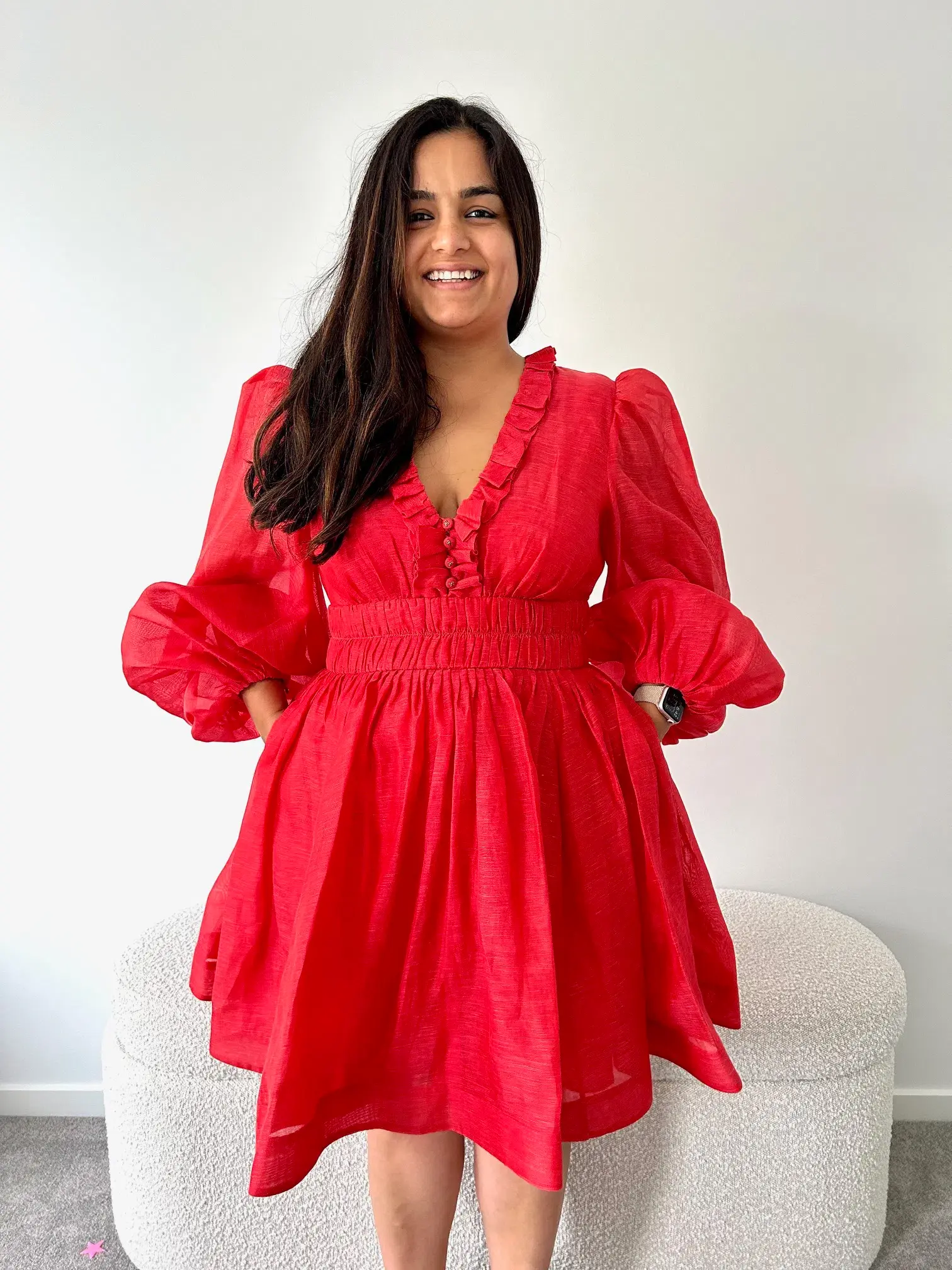 Zimmermann Prima Mini Dress in Red Size 3 / AU 14 - Image 4