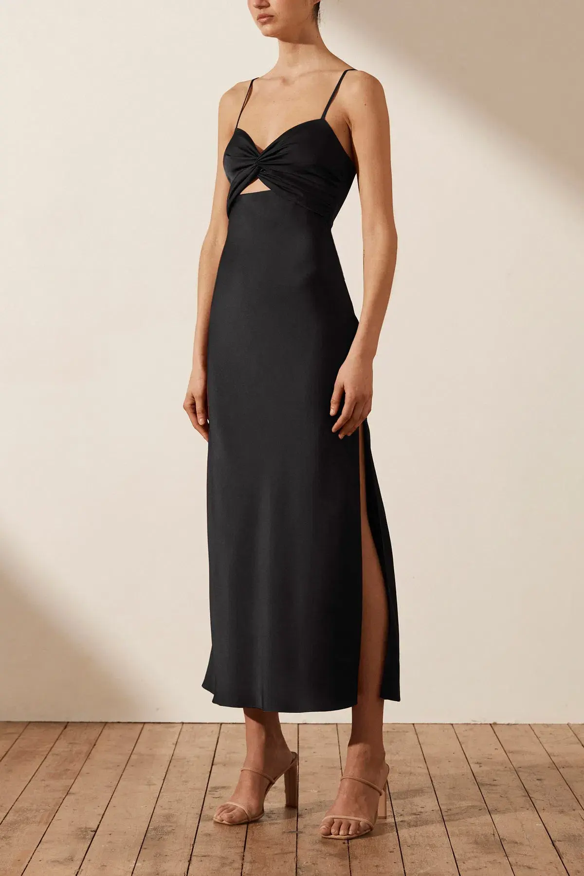 Shona Joy Luxe Twist Front Sleeveless Midi Dress Black Size 14 - Image 2