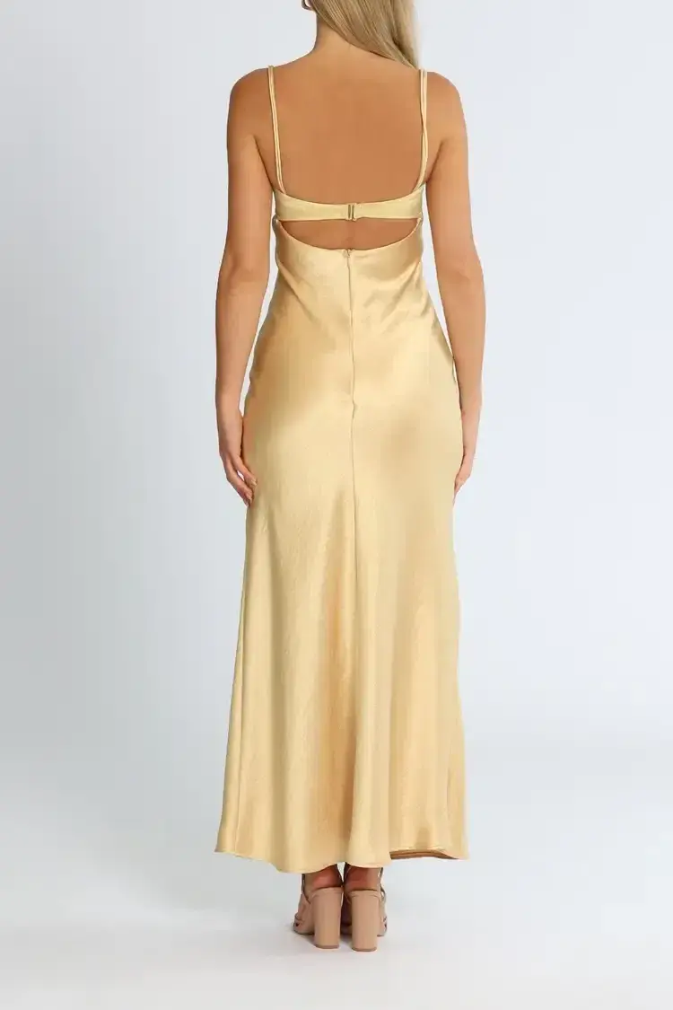 Bec & Bridge Carrie Maxi Dress in Yellow Champagne Size 6 - Image 3