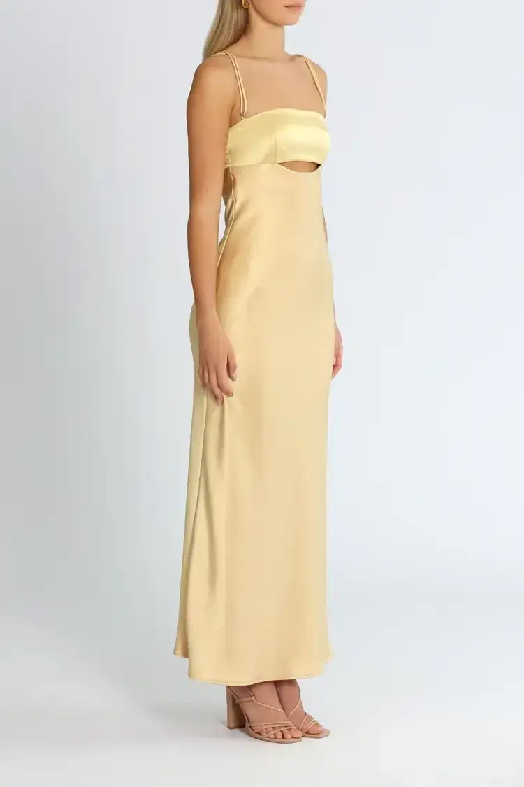 Bec & Bridge Carrie Maxi Dress in Yellow Champagne Size 6 - Image 2