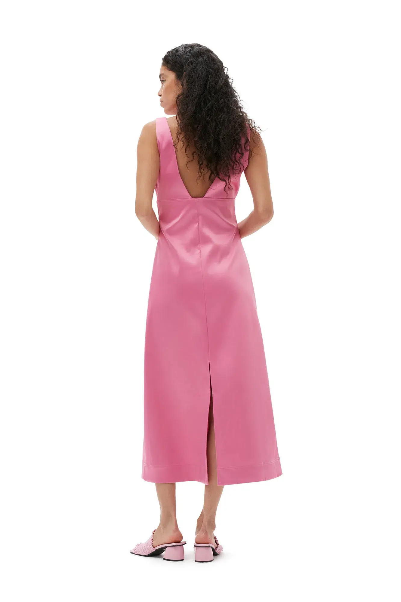 Ganni Double Satin Halter neck Dress Wild Orchard Size 8  - Image 4