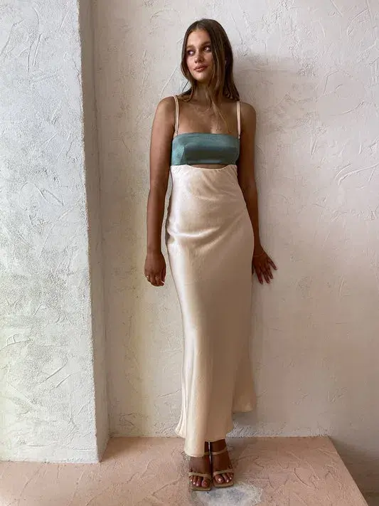 Bec and Bridge Carrie Dress Maxi Dress Green and White Size 10 - Image 2