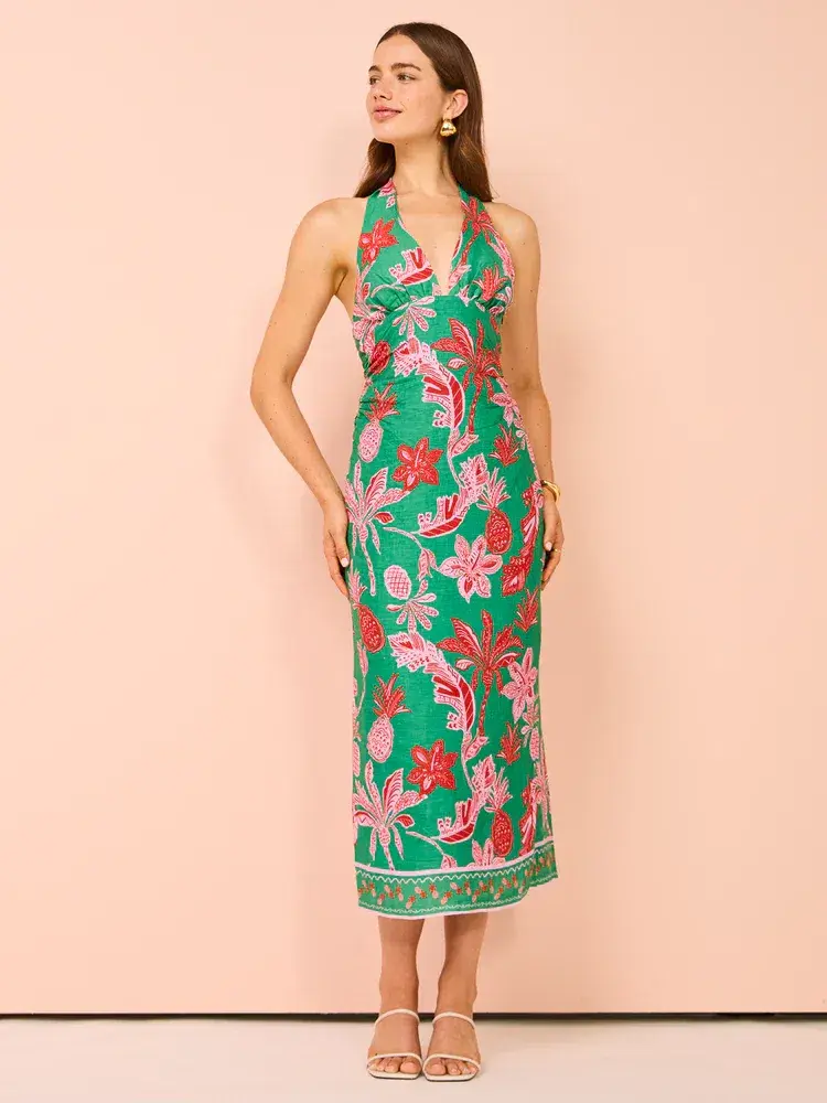 Ownley Kara Midi Dress In Pineapple Print Size S / AU 8 - Image 1