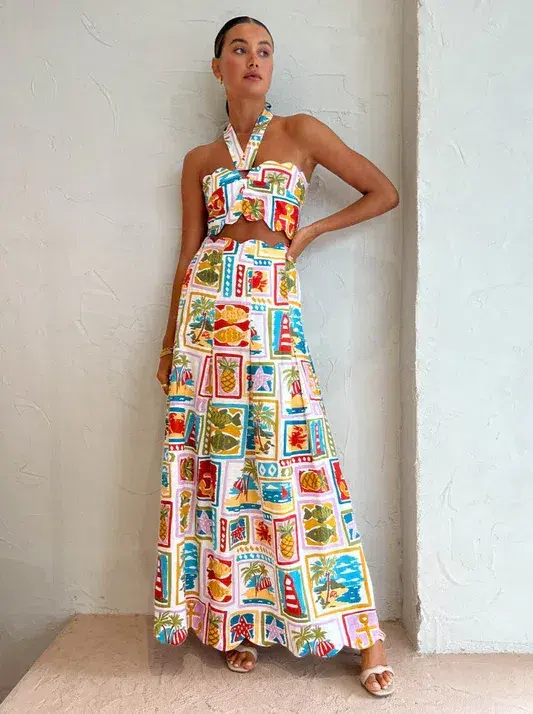 By Nicola Sea Change Top Size 10 and Maxi Skirt Size 8 Set In Summer Vacation - Image 5
