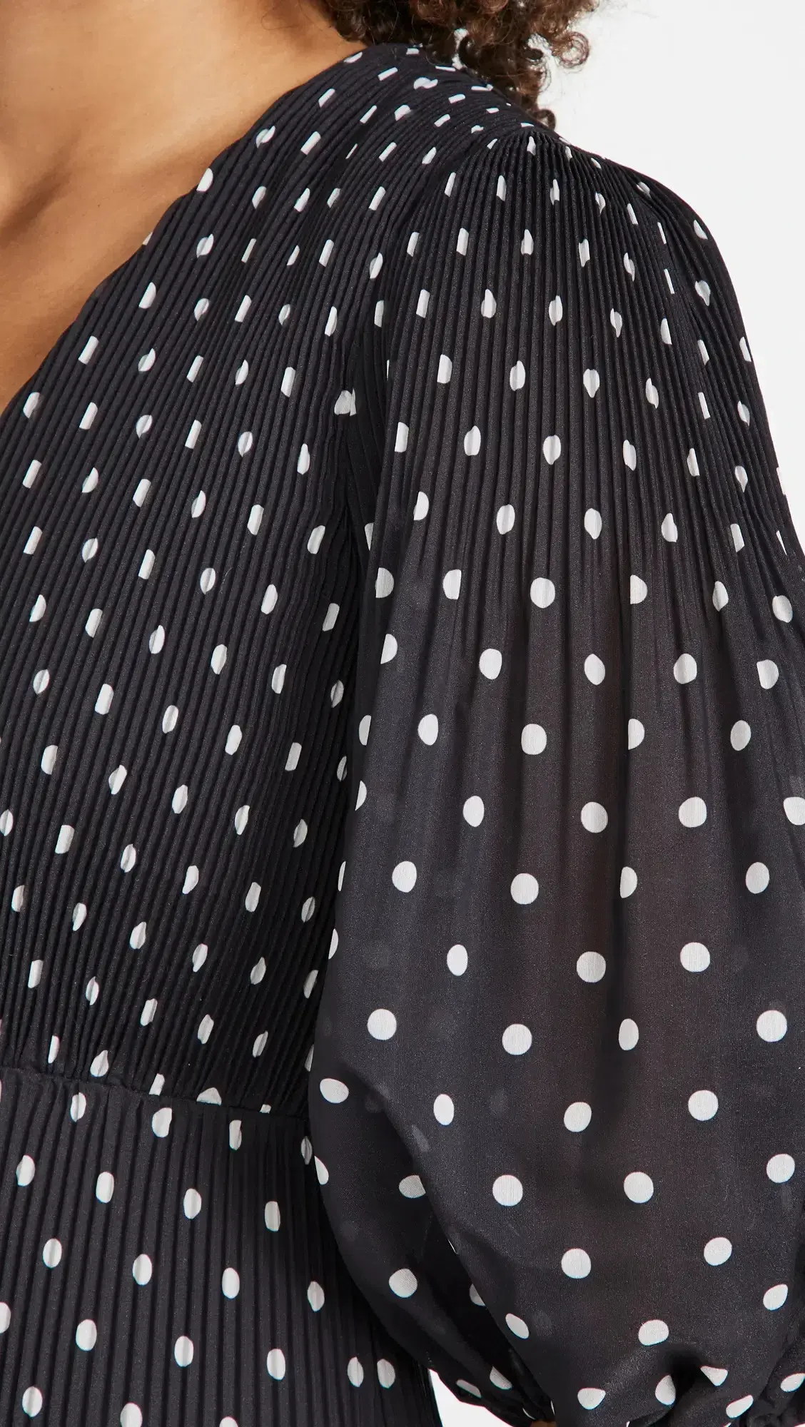 Zimmermann Pleated Long Sleeve Midi Dress in Black & Pearl Polka Dot Size 2 / AU 12 - Image 4