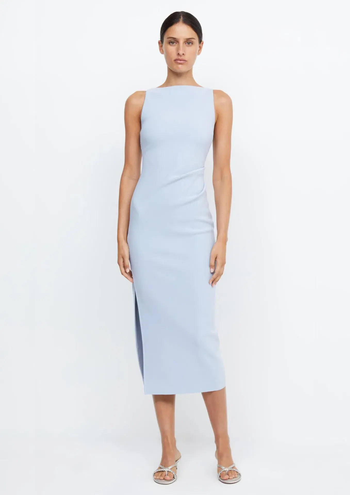 Bec & Bridge Be Mine Tuck Midi Dress Dusty Blue Size 8 - Image 1