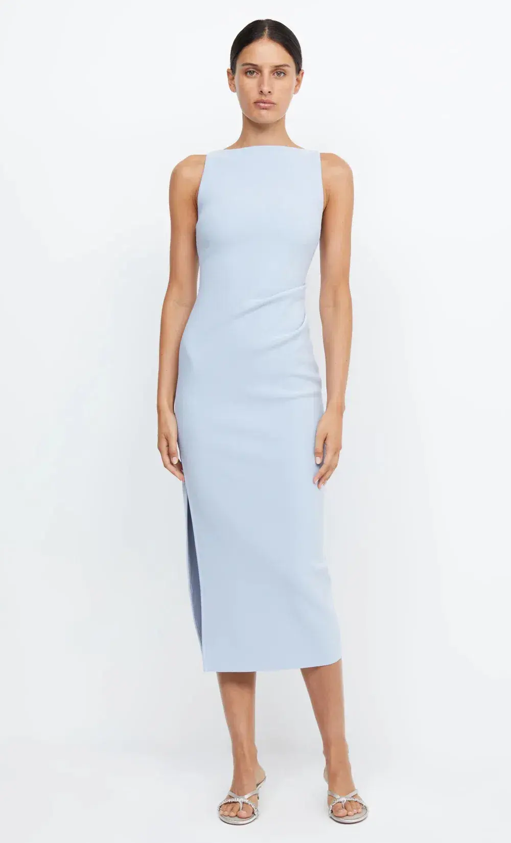 Bec & Bridge Be Mine Tuck Midi Dress Dusty Blue Size 8 - Image 5