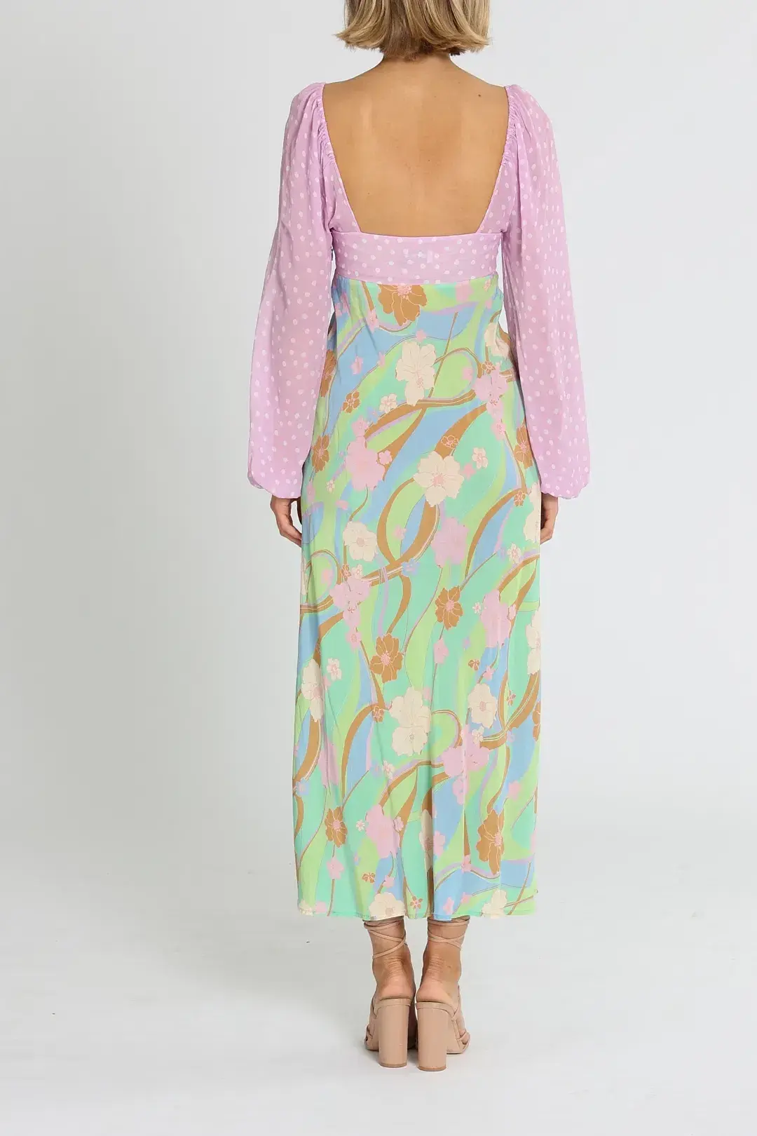 Rixo London Gio Jewel Midi Dress Multi Floral Size 10 - Image 3