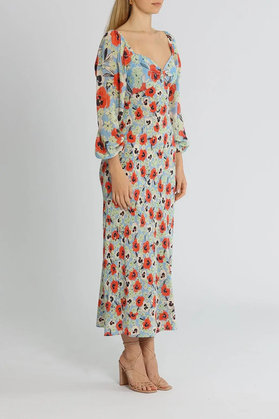 Rixo London Gio Neckline Midi Dress Floral Size 12 - Image 2
