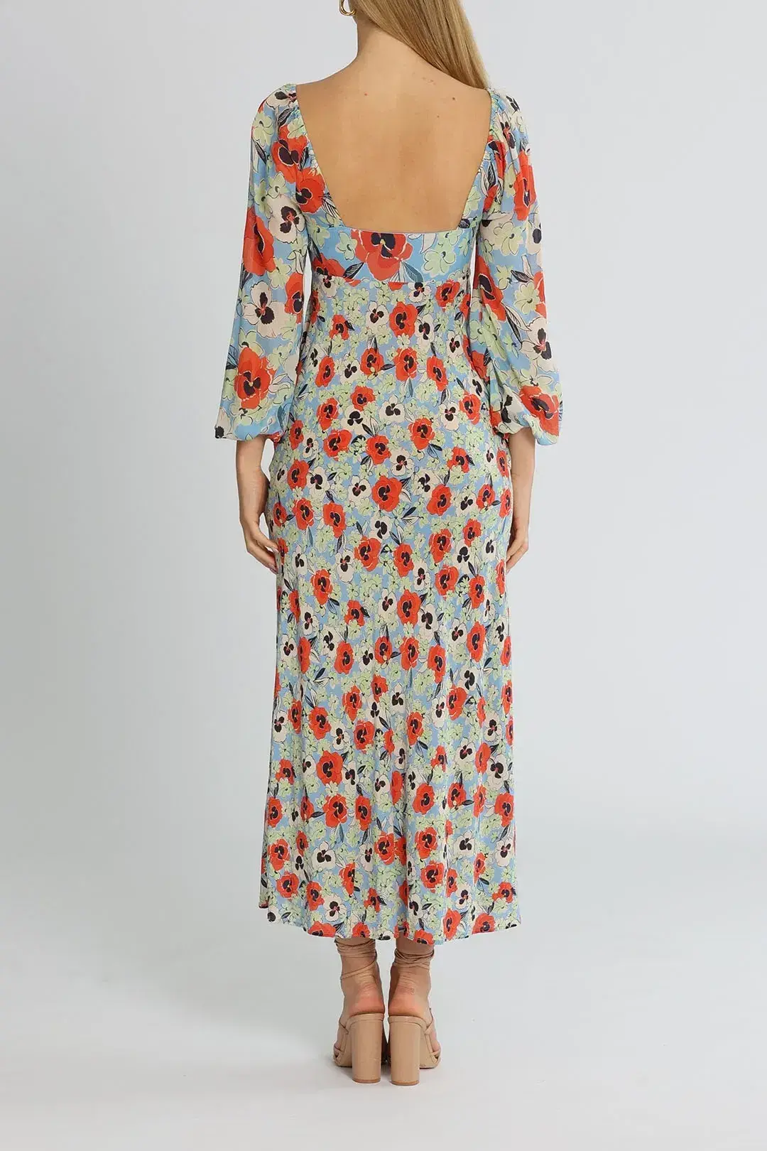 Rixo London Gio Neckline Midi Dress Floral Size 12 for rent on The Volte - main image