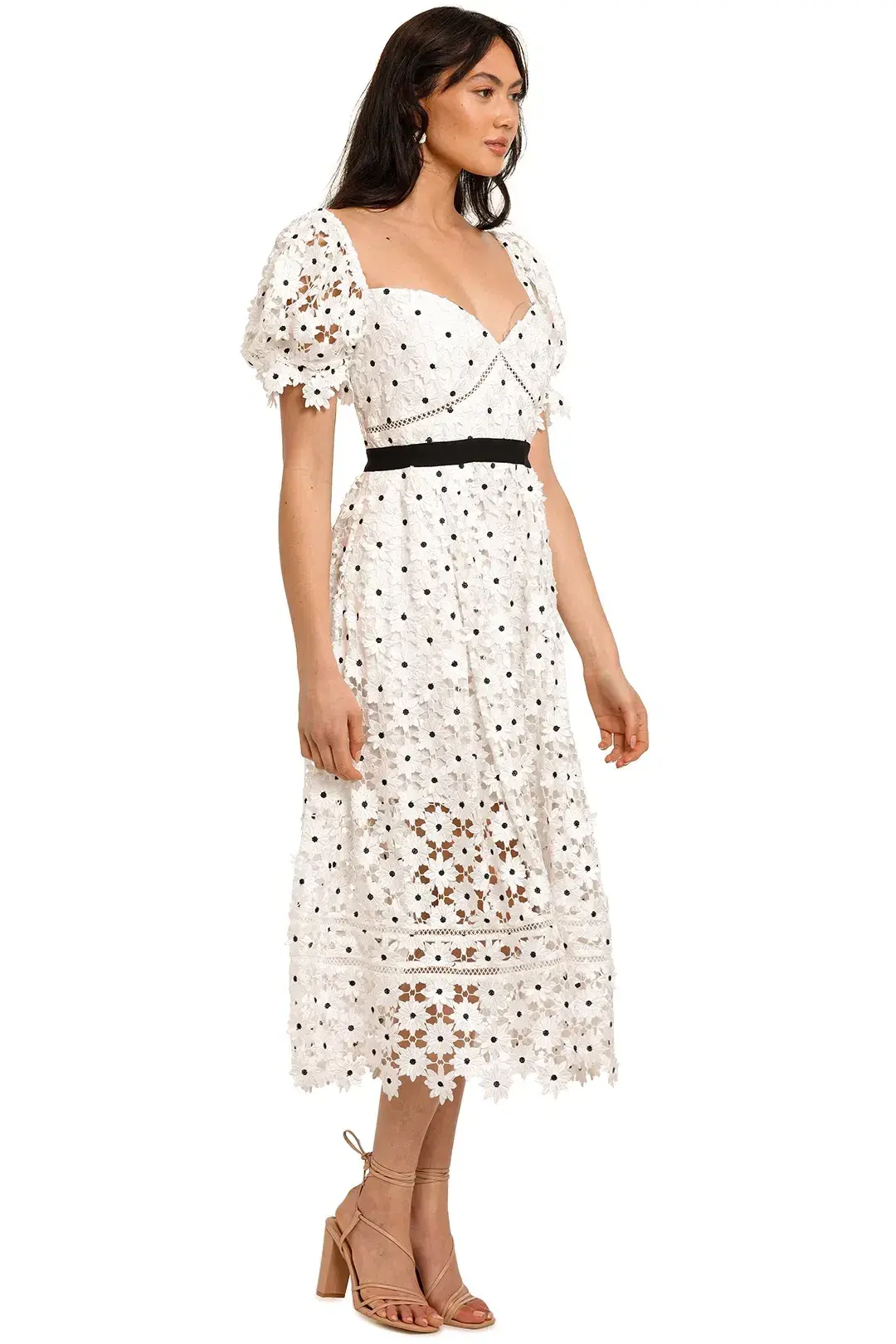 Self Portrait Daisy Lace Midi Dress in Polka Dot Size 10 - Image 4
