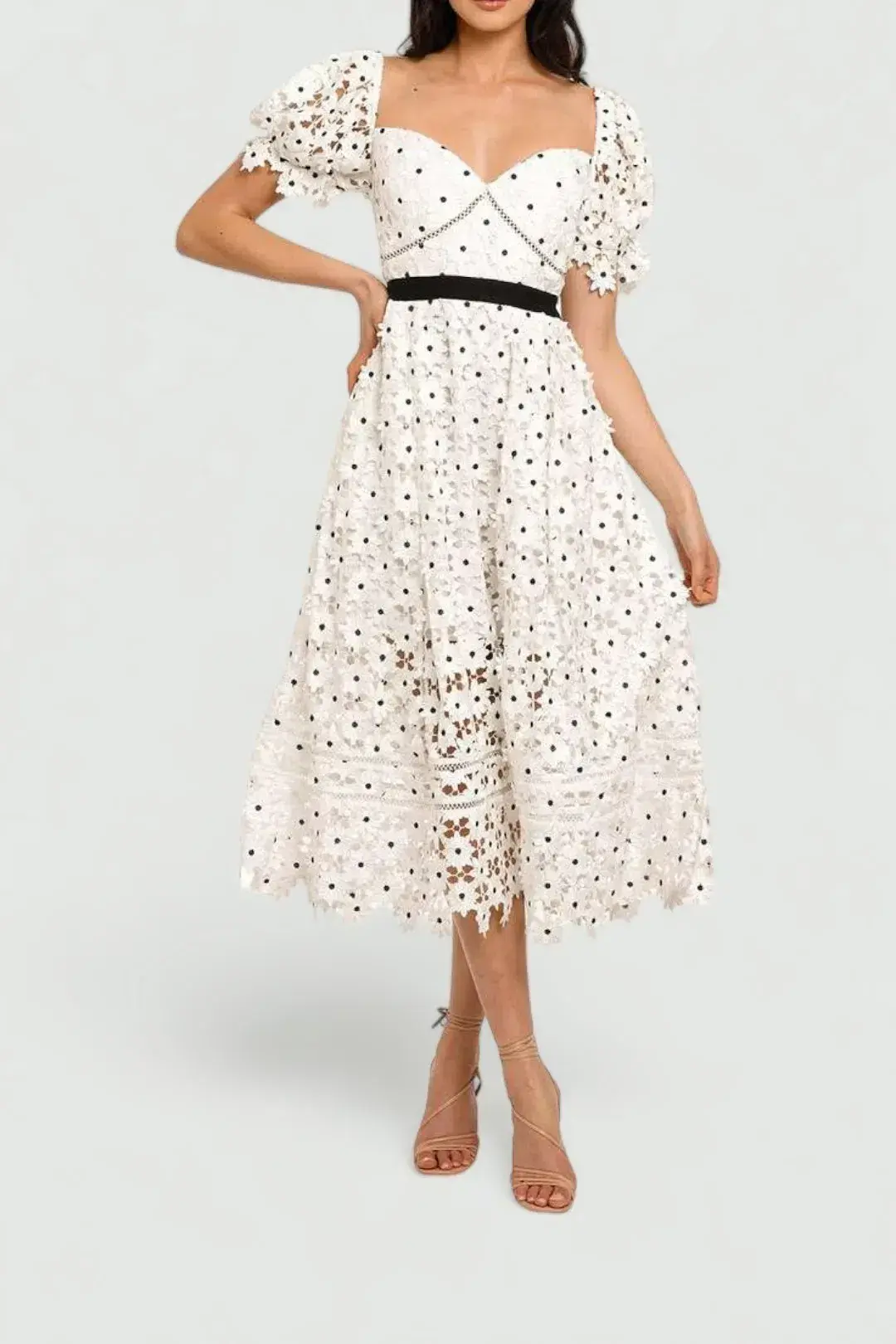 Self Portrait Daisy Lace Midi Dress in Polka Dot Size 12 - Image 2