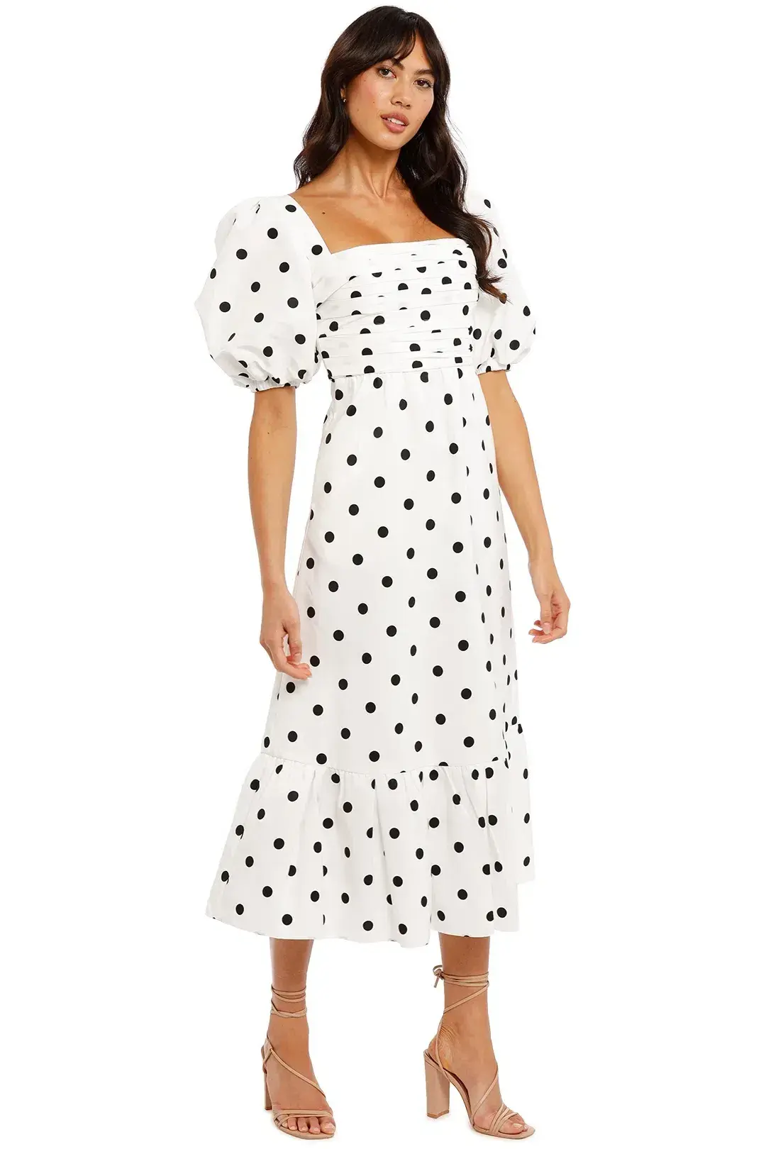 Self Portrait Polka Dot Midi Dress in White Size 6 - Image 2
