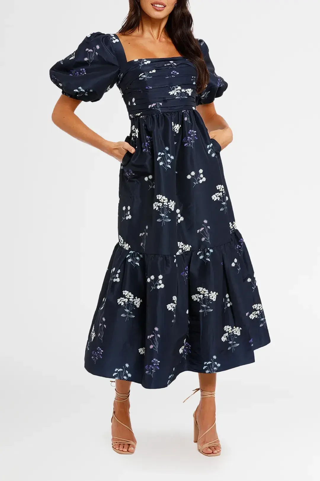 Self Portrait Vintage Floral Midi Dress in Navy Size 8 - Image 1