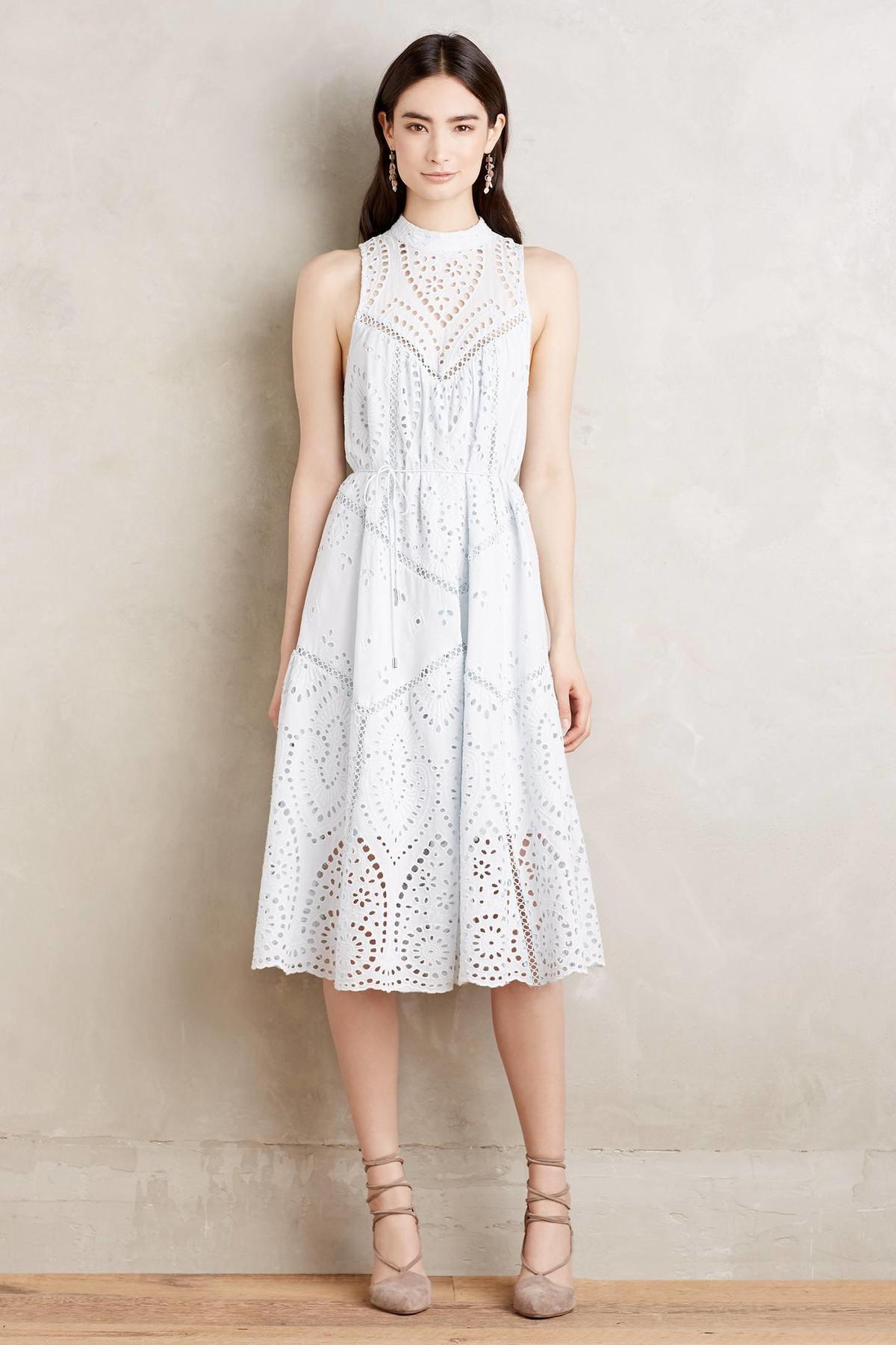 Zimmermann Epoque Broderie Panelled Midi Dress Dusty Blue Size 0 / AU 8 - Image 3