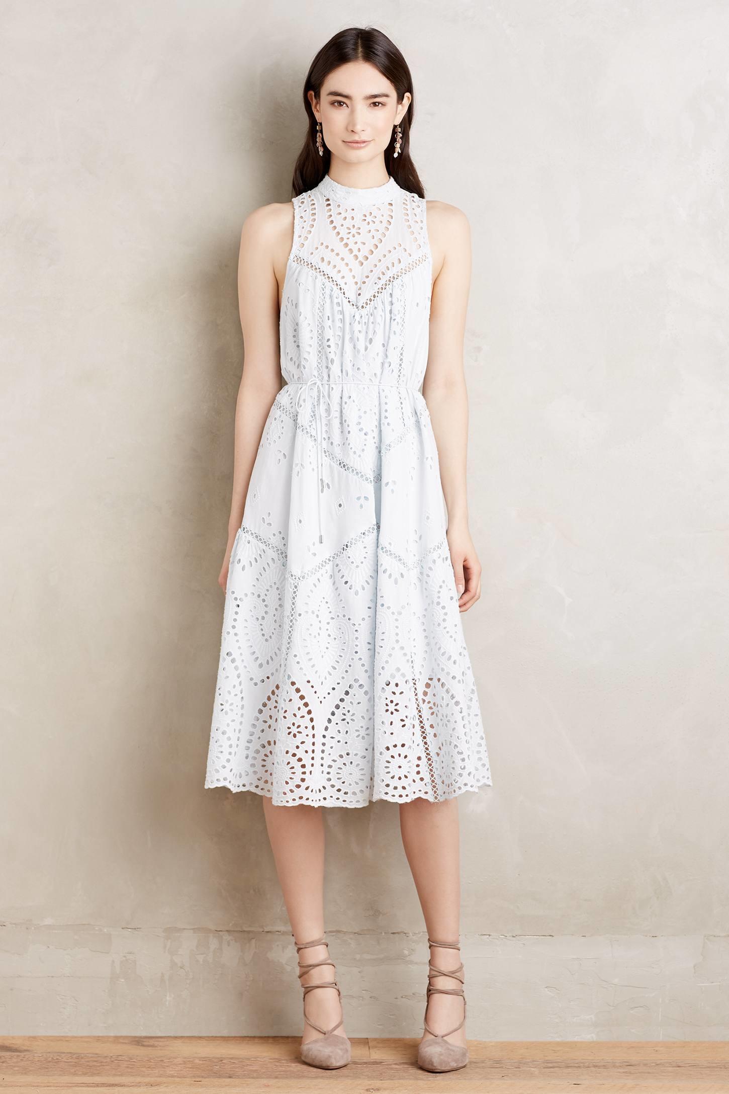 Zimmermann Epoque Broderie Panelled Midi Dress Dusty Blue Size 0 / AU 8 - Image 3