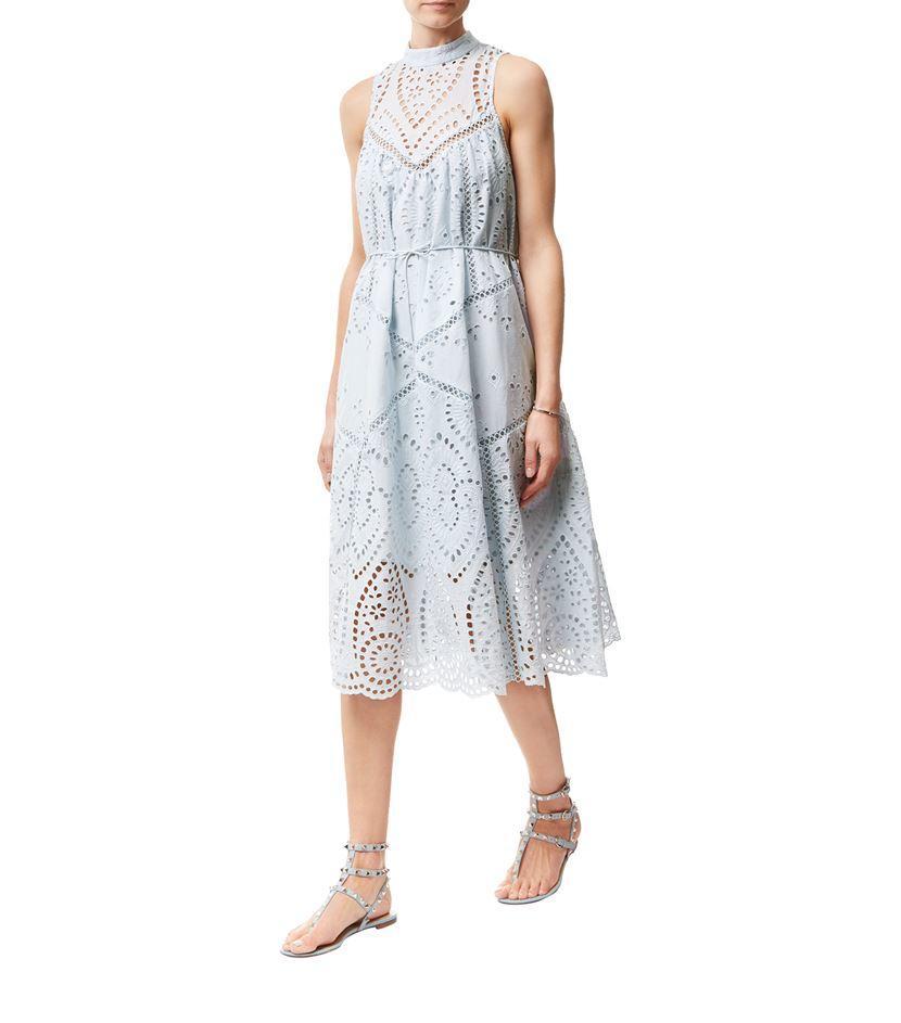 Zimmermann Epoque Broderie Panelled Midi Dress Dusty Blue Size 0 / AU 8 - Image 1