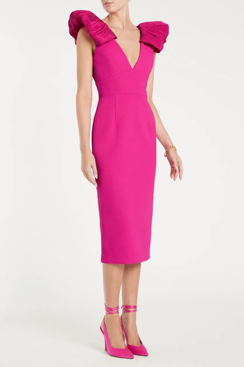 Rebecca Vallance Cupid's Bow Midi Dress in Hot Pink Size 8 - Image 2