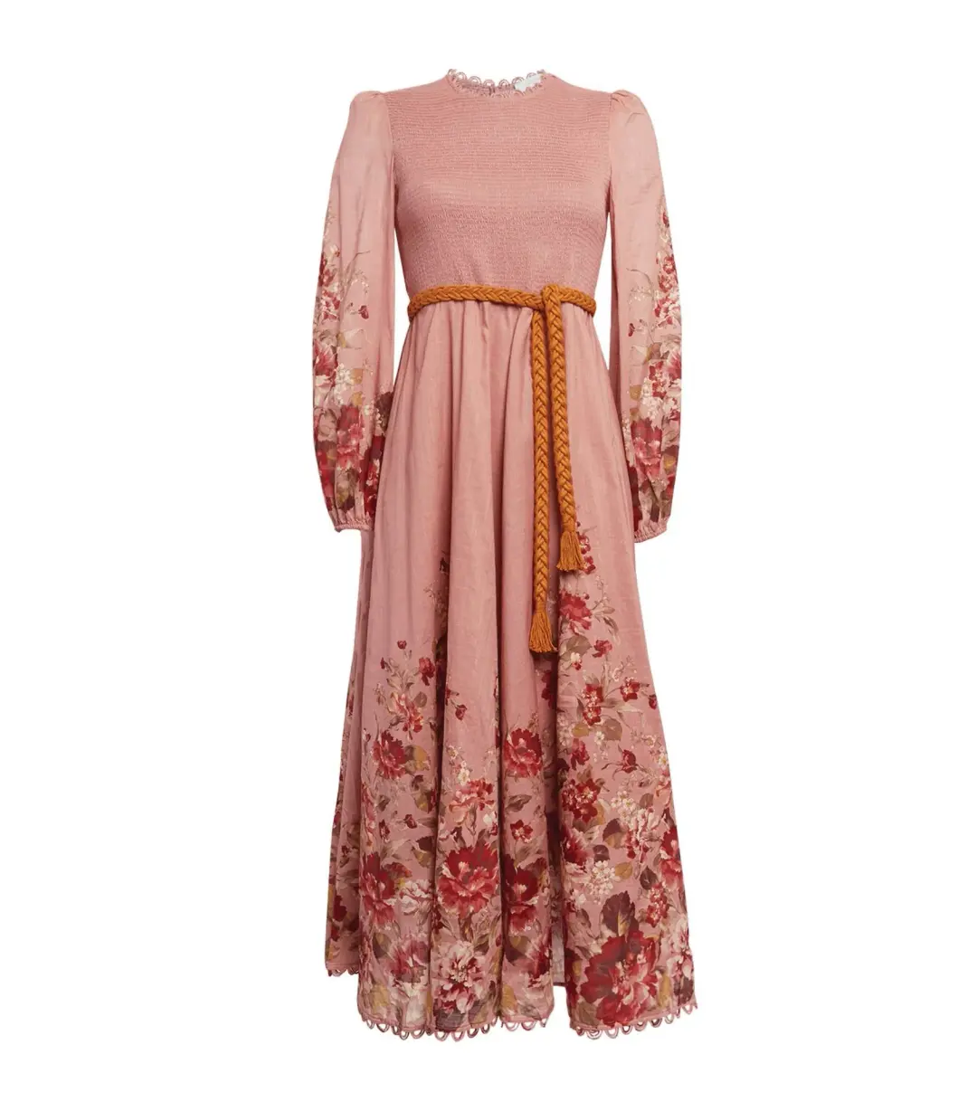 Zimmermann Cassia Shirred Midi Dress Musk Floral Size 3 / AU 14 for rent on The Volte - main image