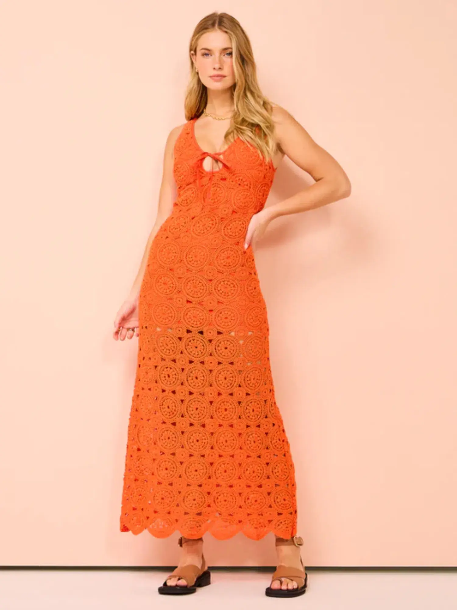 Roame Sunray Crochet Dress in Crochet Rosso Size 4 / AU 14 - Image 1