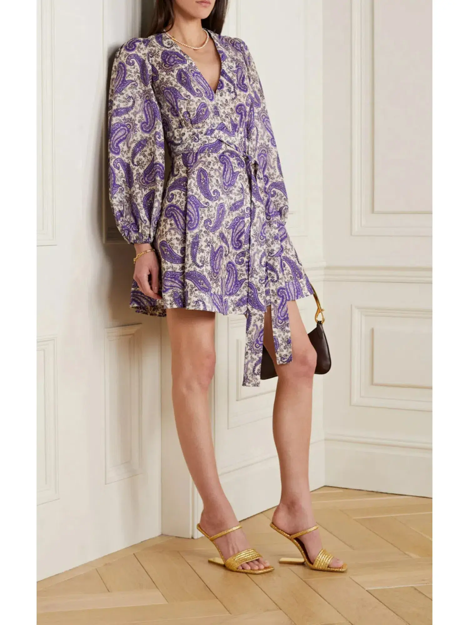 Zimmermann Devi Linen Mini Wrap Dress Paisley Print Size 1 / AU 10 - Image 1