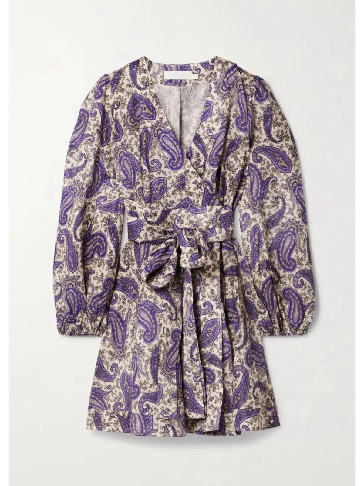 Zimmermann Devi Linen Mini Wrap Dress Paisley Print Size 1 / AU 10 - Image 3