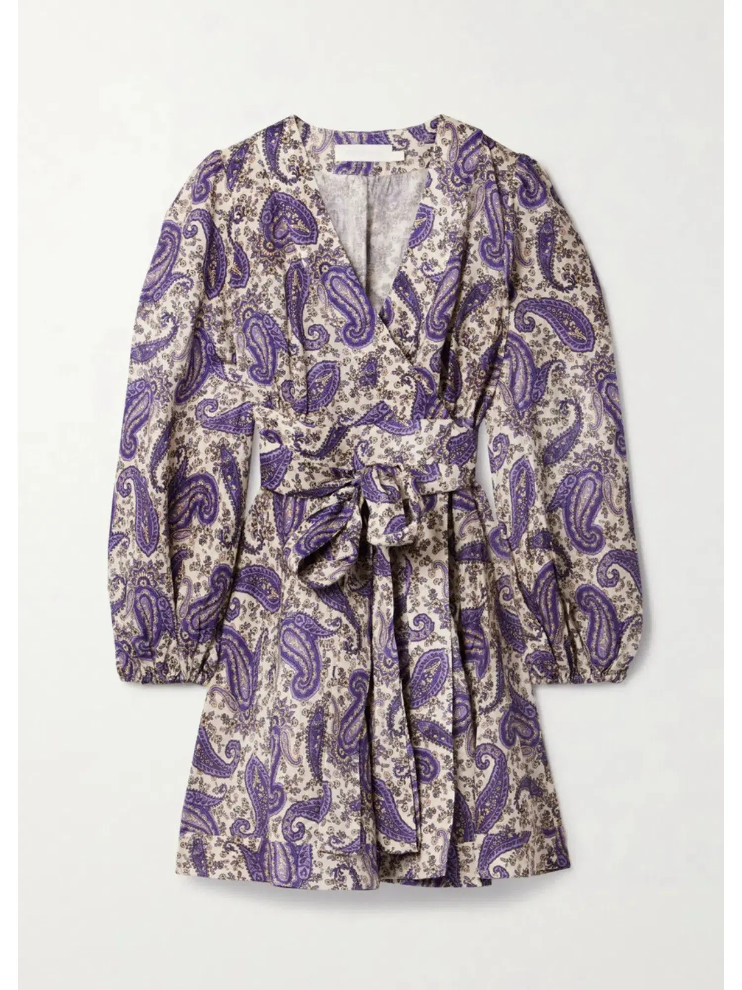 Zimmermann Devi Linen Mini Wrap Dress Paisley Print Size 1 / AU 10 - Image 3