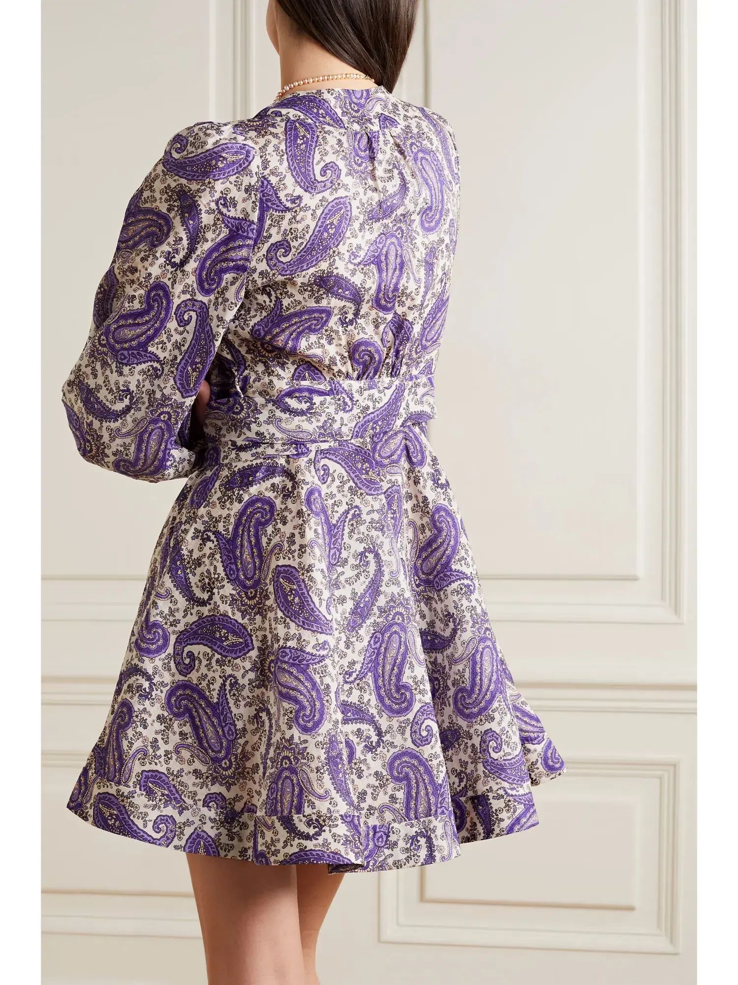 Zimmermann Devi Linen Mini Wrap Dress Paisley Print Size 1 / AU 10 - Image 2