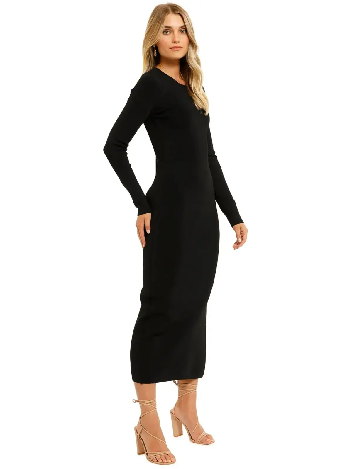 Shona Joy Long Sleeve Backless Midi Dress in Black Size AU 12 - Image 2