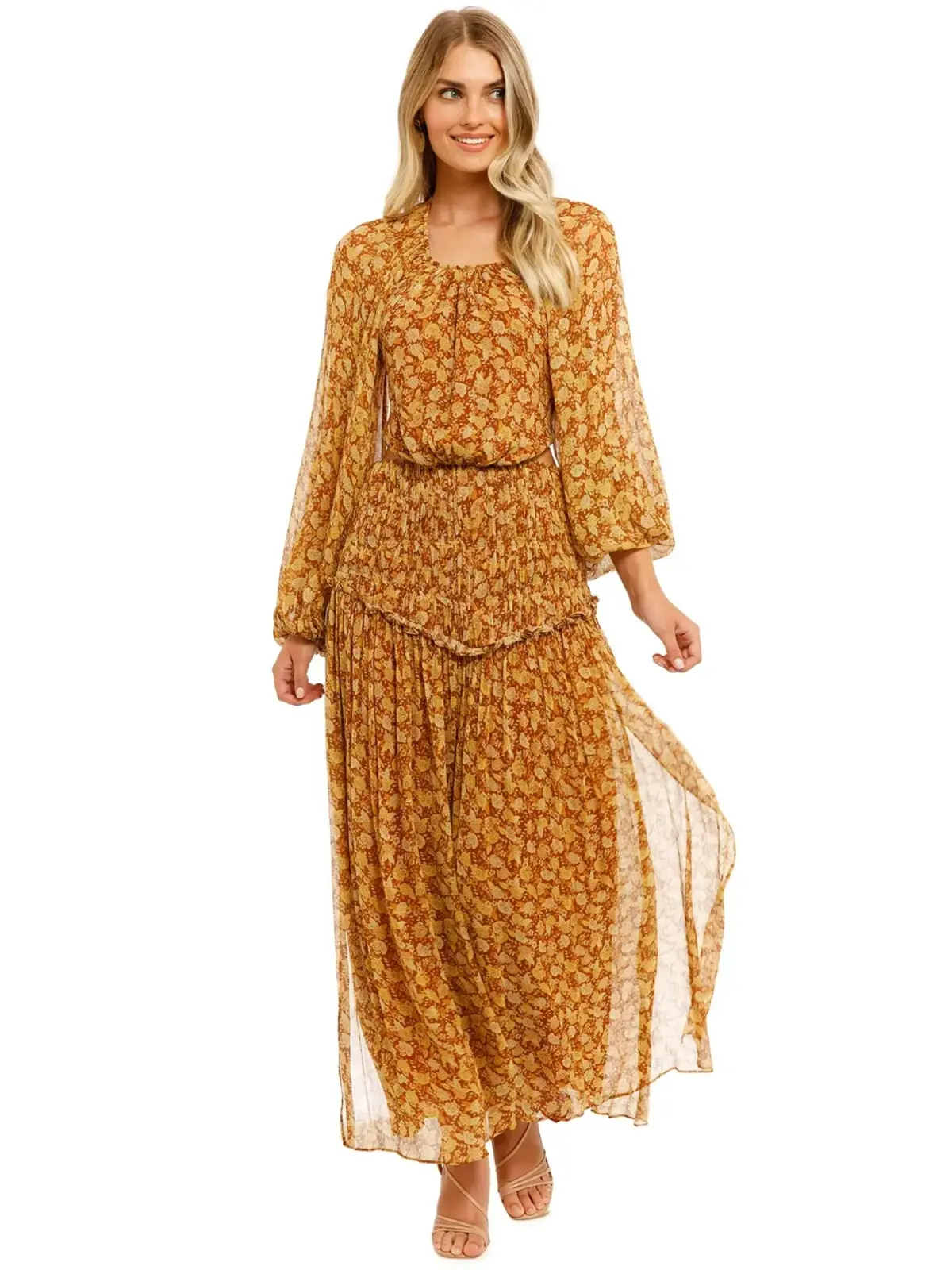 Shona Joy Sunset Cut Out Midi Dress in Tumeric Size AU 12 - Image 1