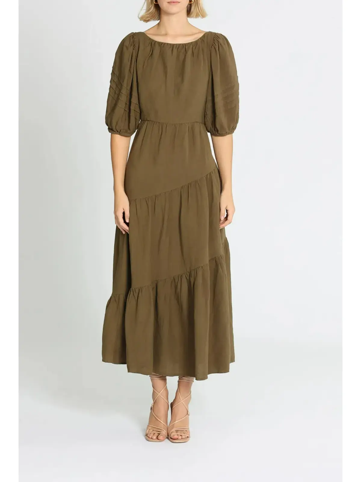 Shona Joy Juliana Midi Dress in Khaki Size AU 8 - Image 1