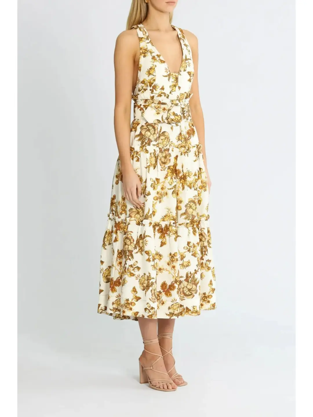 Shona Joy Bella Tiered Midi Dress Print Size AU 12 for rent on The Volte - main image