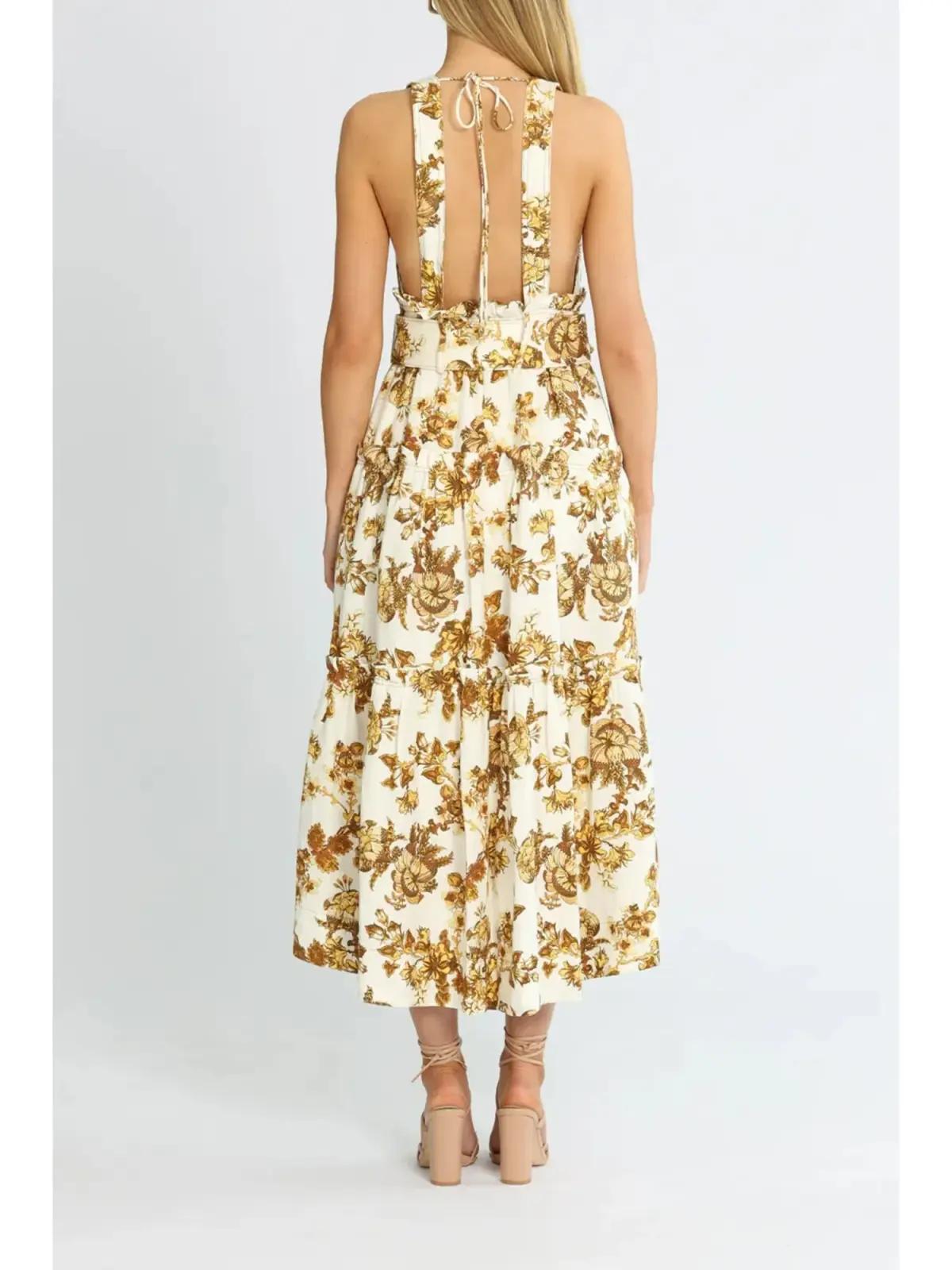 Shona Joy Bella Tiered Midi Dress Print Size AU 12 - Image 3