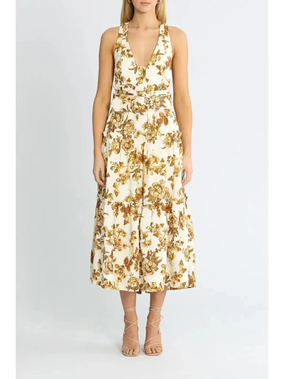 Shona Joy Bella Tiered Midi Dress Print Size AU 12 for rent on The Volte - main image