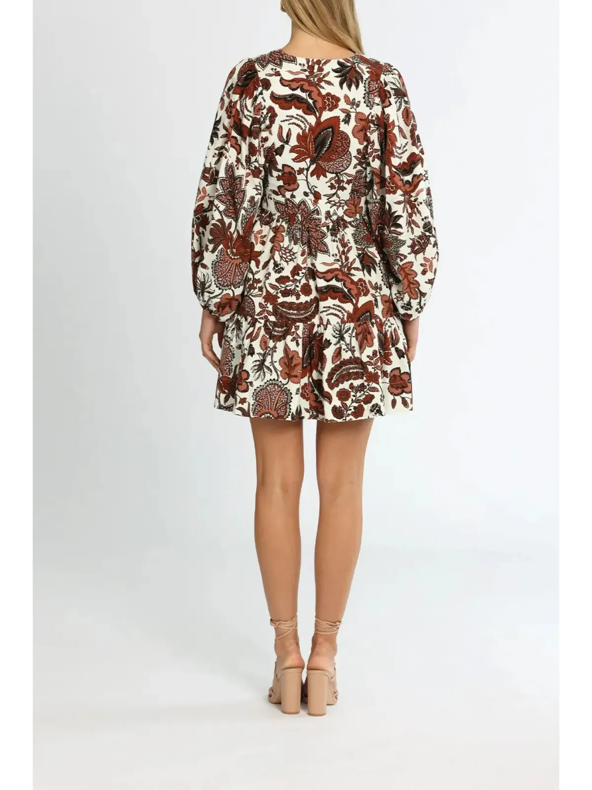 Shona Joy Catalina Plunged Balloon Sleeve Mini Dress in Multi Size AU 8 - Image 3