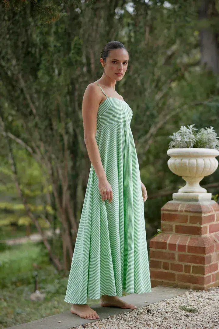Aston Studio Rue Dress Lime Stripe Size AU 10 - Image 4