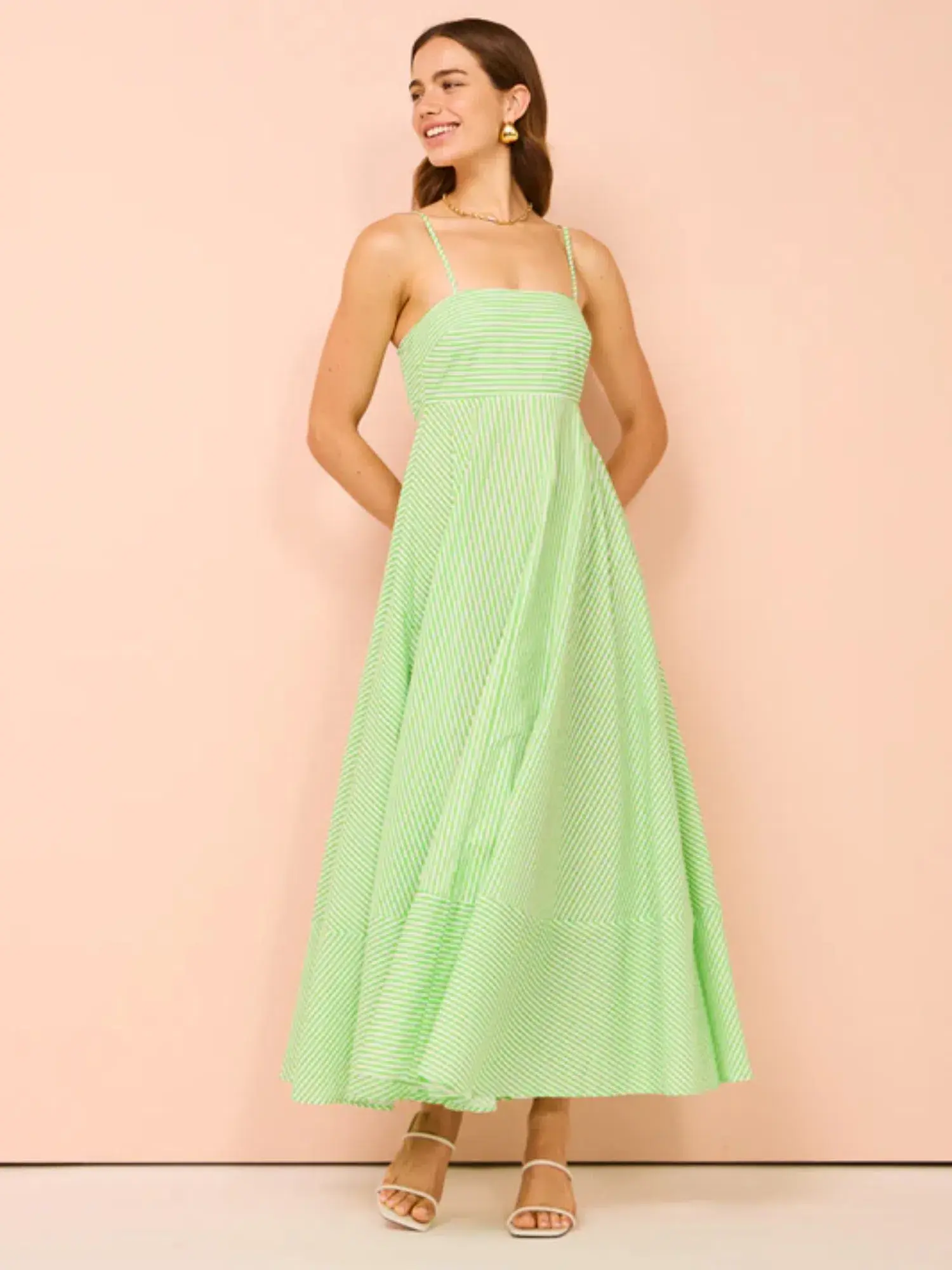Aston Studio Rue Dress Lime Stripe Size AU 10 - Image 1