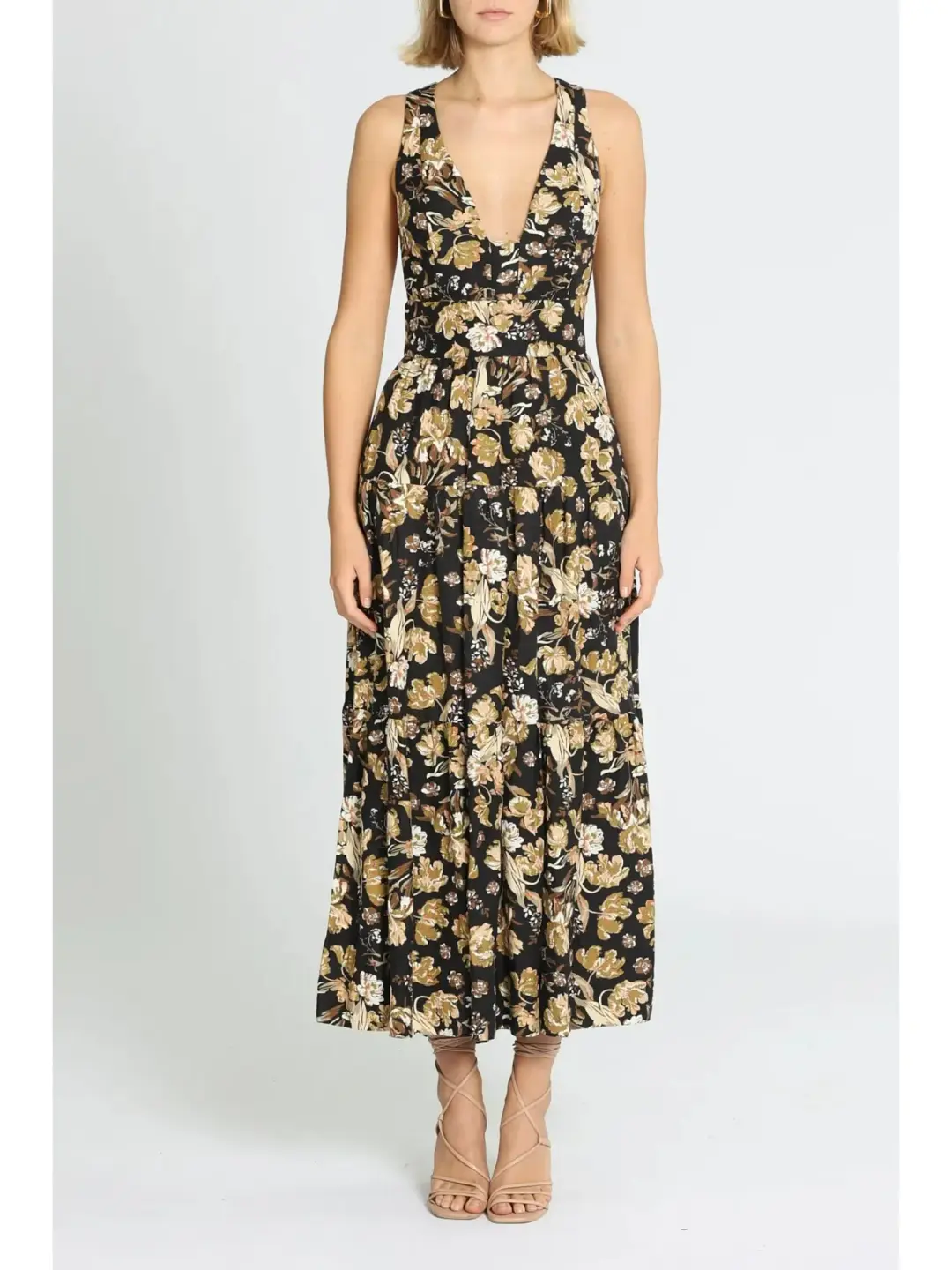 Shona Joy Palermo Plunged Low Back Midi Dress in Multi Size AU 14 for rent on The Volte - main image