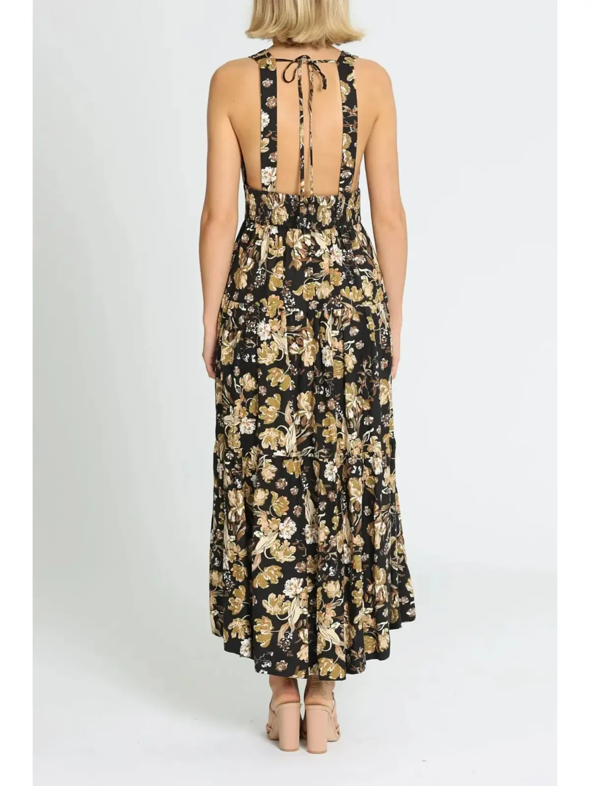 Shona Joy Palermo Plunged Low Back Midi Dress in Multi Size AU 8 - Image 3