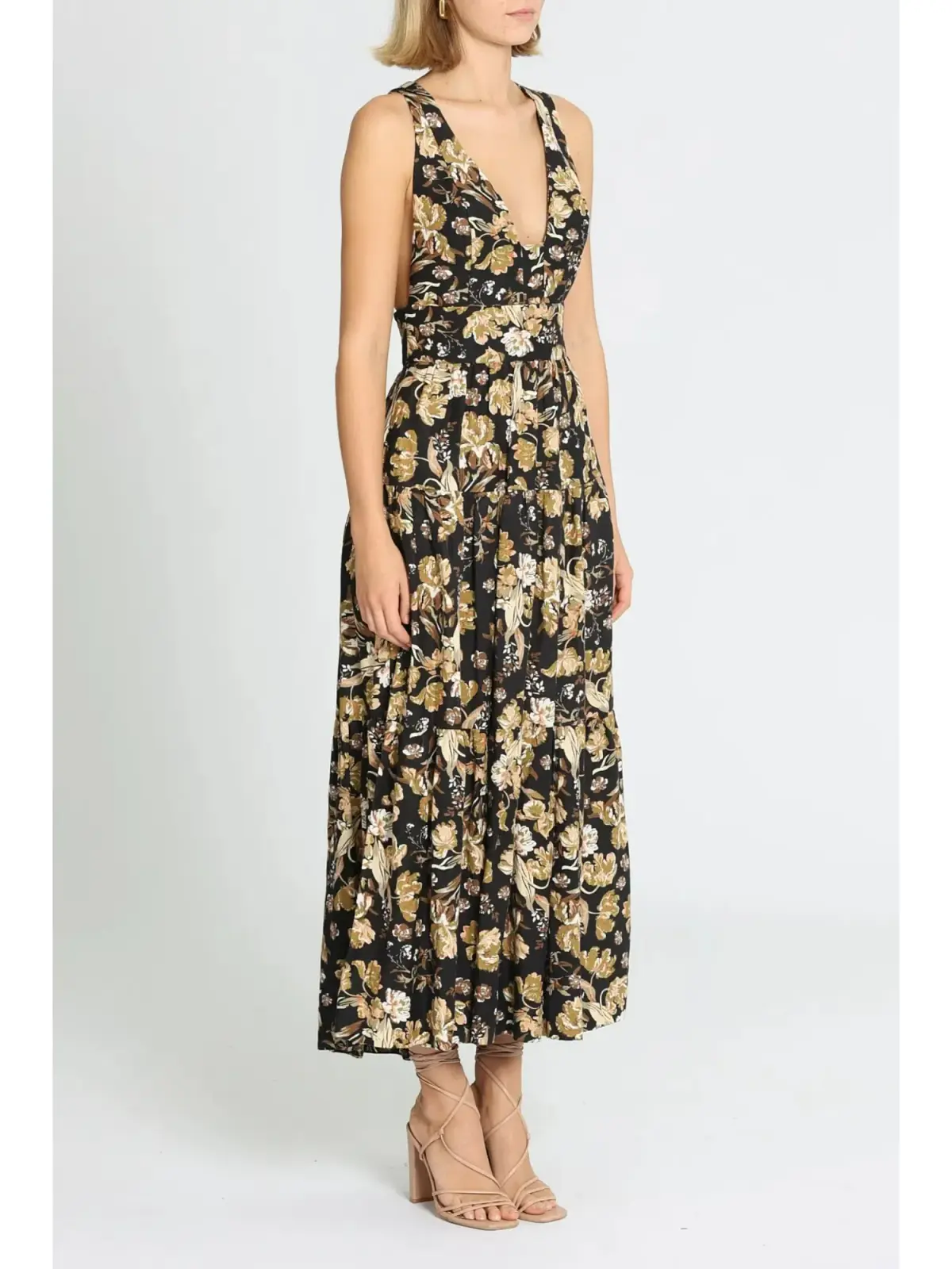 Shona Joy Palermo Plunged Low Back Midi Dress in Multi Size AU 8 - Image 2